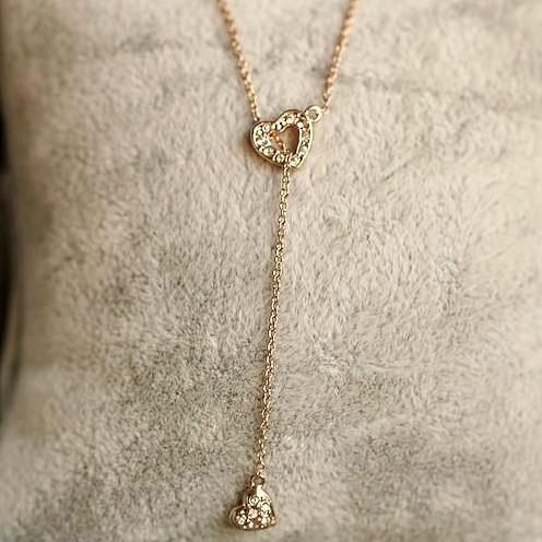 スワロフスキー エレメント ダブルハート ネックレス